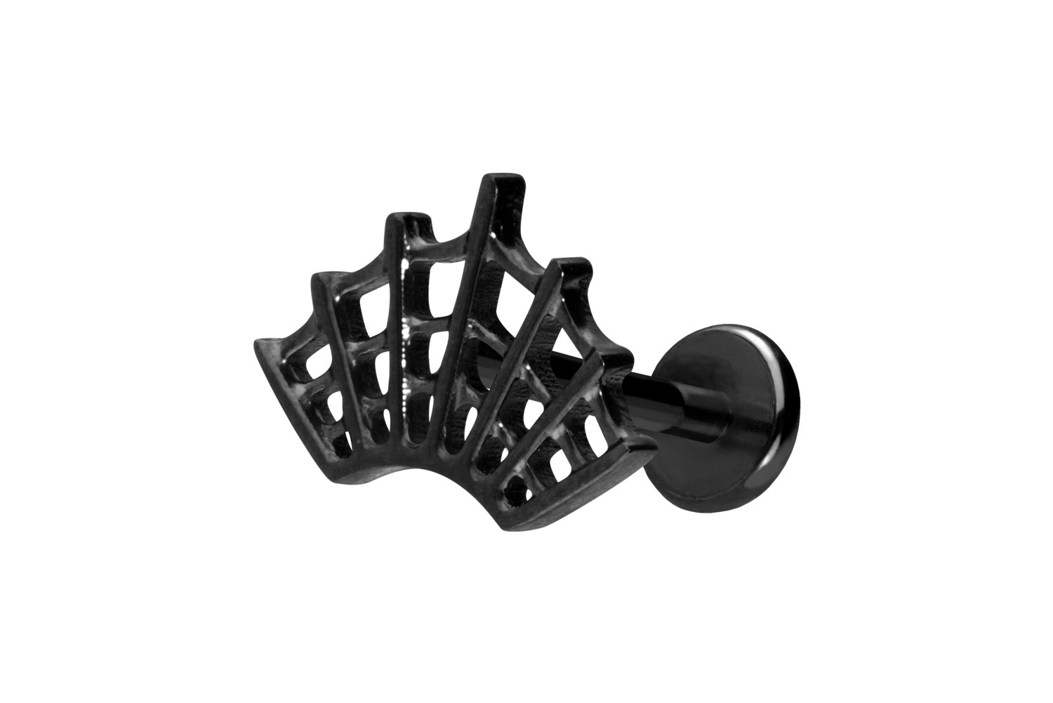 Titan Labret Piercing mit Push Fit SPINNENNETZ